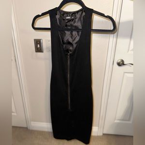 Faux suede zip front mini dress